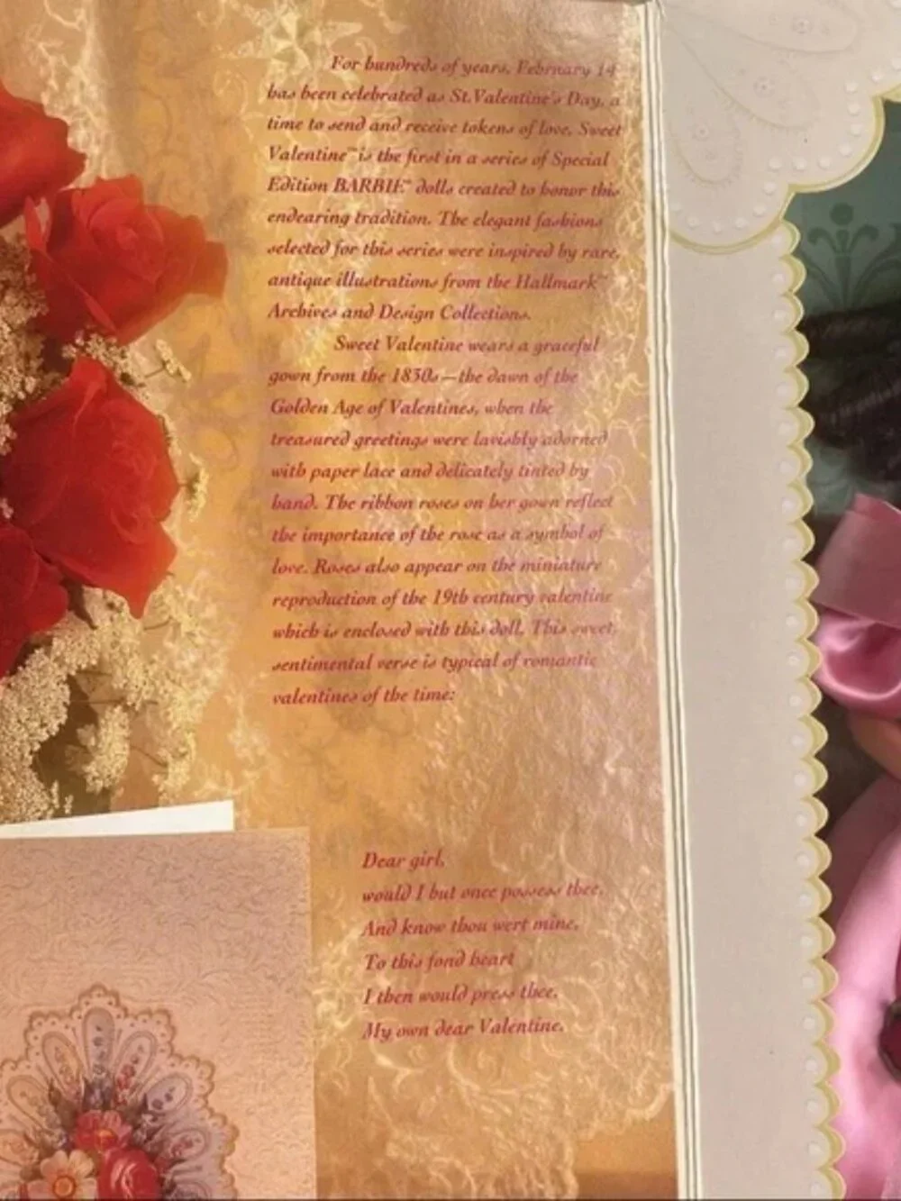 NWT vintage 1995 Hallmark 1830s Sweet Valentine Collectors Edition Barbie